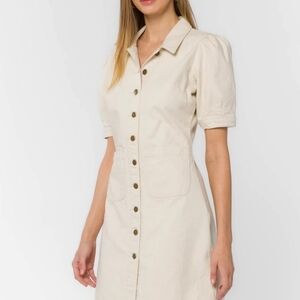 VELVET HEART DENIM Button-Up Dress, 100% COTTON, EUC,CREAM, SZ M
